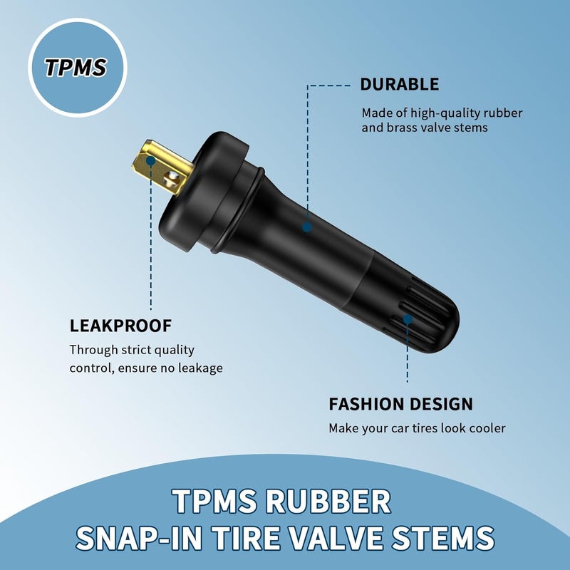 Dueilgo 100Pcs TPMS 20008 Rubber Snap-in Tire Valve Stems Compatible with Chevy GMC Buick Ford Cadillac Pontiac Lincoln Subaru etc. - Image 4